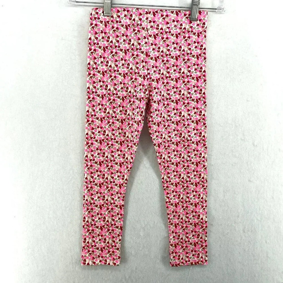 Max Studio Leggings Kids Girl's Sz S 5-6 Pink Gold Heart Print Stretch Slim Fit - Picture 2 of 12